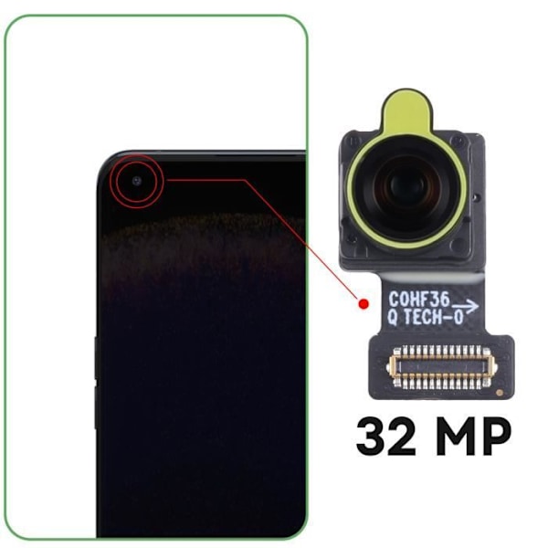 Foran Kamera - AVIZAR - Oppo Find X5 Pro - 32MP - 100% Ny - Indbygget forbindelseskabel Svart