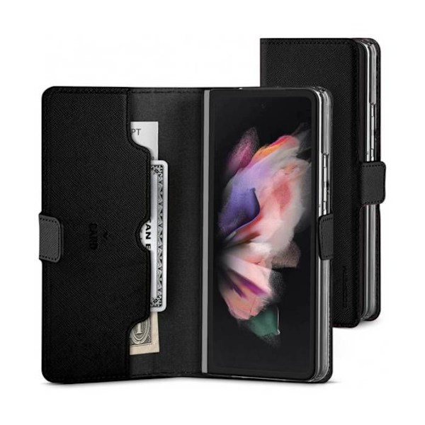 Folio Etui til Galaxy Z Fold 4 med Magnetisk Lomme til Billet Mercury Sort Svart