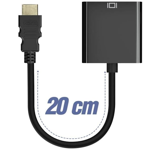 HDMI til VGA adapter - AVIZAR - 1080p - Sort - Kompakt - Bredbar