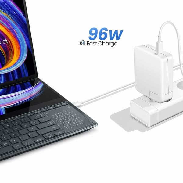Lader til Asus ZenBook Pro Duo USB-C 96W + Kabel 1,8m Hvid Vit