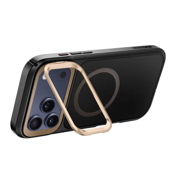 Heltäckande Skal - I-BLASON - iPhone 17 Pro Max - Certifierad MIL-STD-810G - 9H Härdat Glas - Fällbart Stöd Gul
