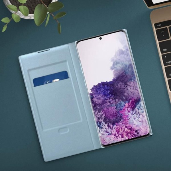 Étui - Samsung - Galaxy S20 Plus - Gennemsigtig Klap - Led View Cover - Himmelblå Himmelsblå