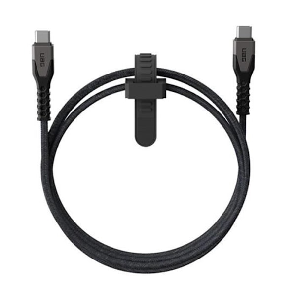 USB-C / USB-C 60W Kevlar Rugged Opladnings- og Overførselskabel 1.5m UAG Sort / Sølv Svart