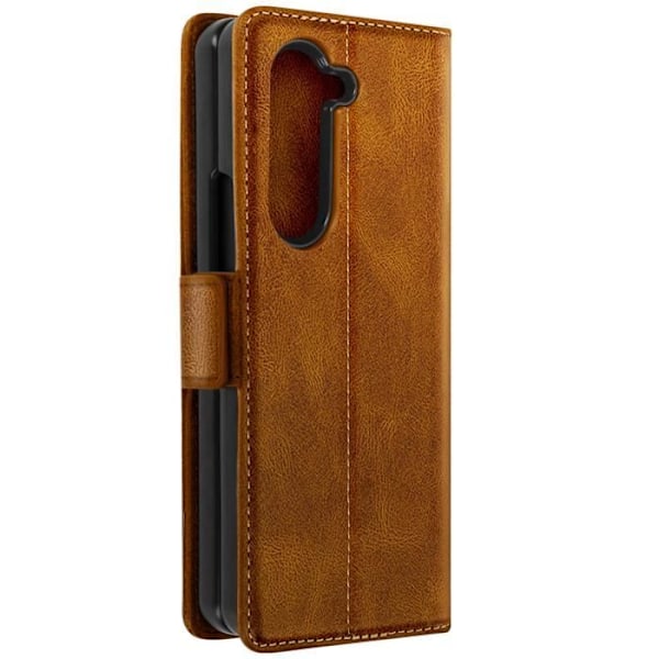 Kuori - Samsung - Galaxy Z Fold 5 - Vintage - Anti RFID - Vaalea ruskea tekonahka Ljusbrun