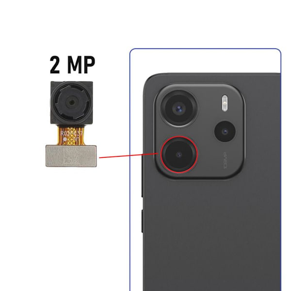 Erstatnings 2MP dybdekamera til Redmi Note 14 4G sort Svart