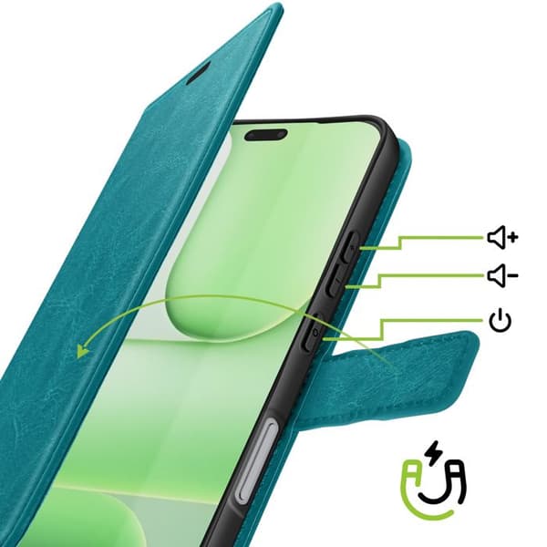 Pungetui til Honor 600 Lite med håndledsrem og støttefunktion Mayaxess Turkis Blå