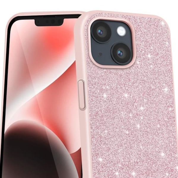 Coque til iPhone 14 Monochrom Finish Glitrende Guess Rosa Rosa