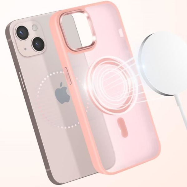 Coque MagSafe til iPhone 13 Matt Frostet Baggrund Rød Kontur Rosa