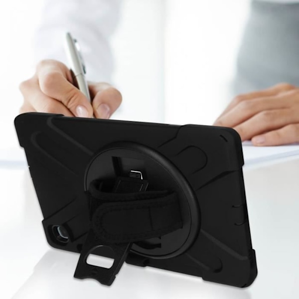 Fodral till Samsung Galaxy Tab S6 Lite - AVIZAR - Hybrid - Roterande handtag - Stativ - Axelrem Svart Svart