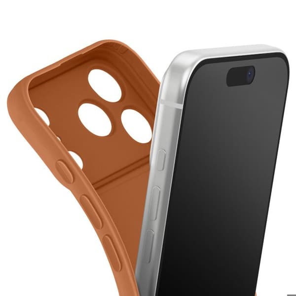 Silkonskal för iPhone 17 Pro Max med Förstärkt Kamerablock Brun kastanj