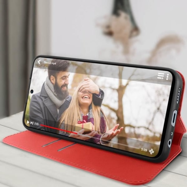 Fodral för Honor X8 5G och Honor X6 - AVIZAR - Röd - Vändkortshållare Videosupport Röd