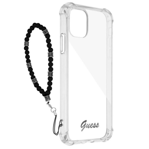 iPhone 12 Pro Max -kotelo läpinäkyvä Pearl Jewel Black Guess Black -rannekorulla