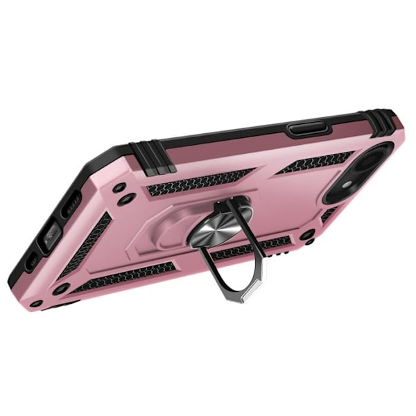 Coque för iPhone 16e Hybride Ring Stöd Magnetisk Rosa Rosa