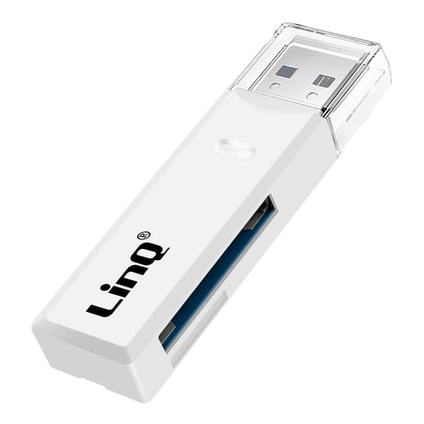 SD- och mikro SD-kortläsare USB 3.0, hastighet upp till 5 Gbps, LinQ vit