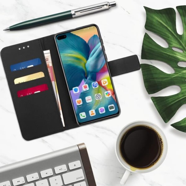 Huawei P40-fodral - Huawei - Ekologiskt läder - Korthållare - Videostativ - Svart Svart