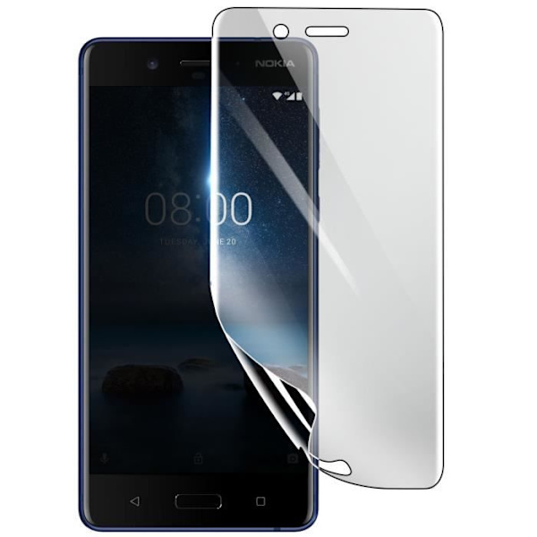 Näytönsuoja - 3MK - Nokia 8 - Iskunkestävä Hydrogeeli - Läpinäkyvä - Naarmuuntumaton Transparent
