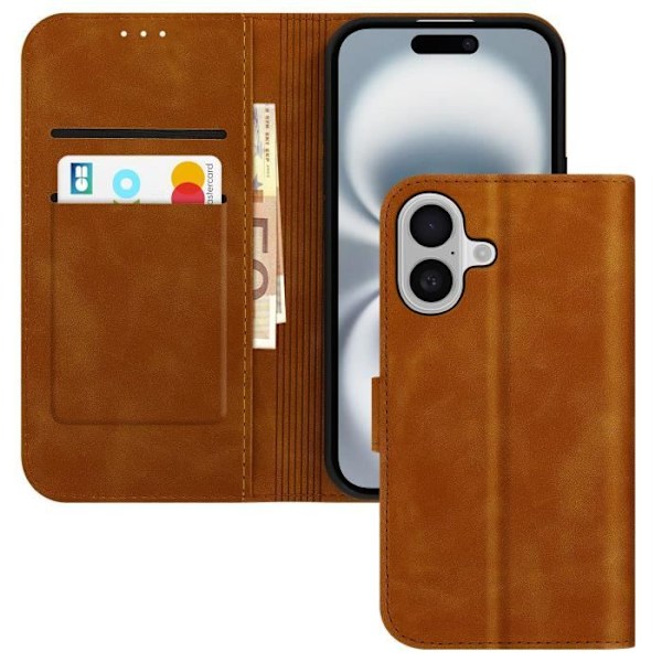 Fodral för iPhone 16 Plus Wallet Flip Video Support Brun kastanj