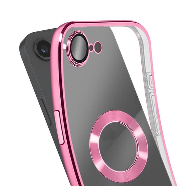 iPhone 17e cover med kromkant i blødt rosa silikone Ros