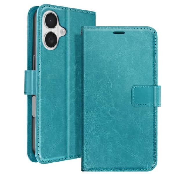 iPhone 16 Etui - Mayaxess - Brieftasche - Øko-læder - Aftagelig håndledsrem - Videoholder Blå