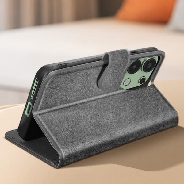 Etui til Xiaomi Redmi Note 13 4G - AVIZAR - Pung og videoholder - Grå Grå