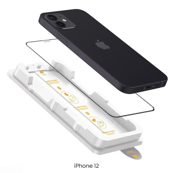Härdat glas för iPhone 12 / 12 Pro Stötsäker med installationskit Magic Box Zanaé Transparent Vit
