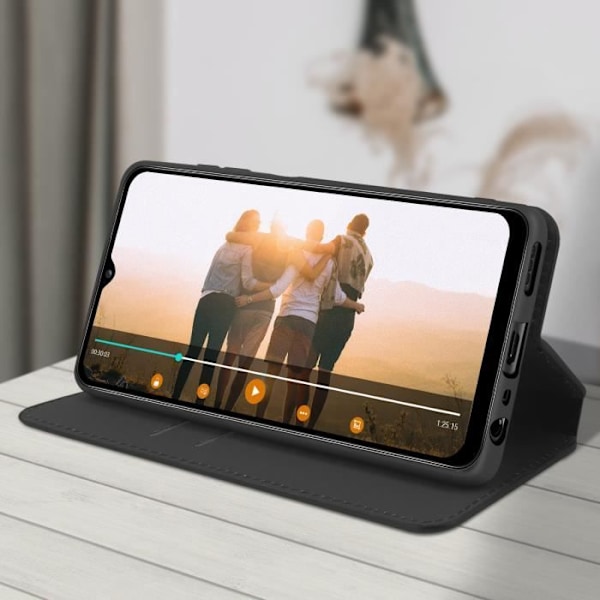 Folio Plånboksfodral - AVIZAR - Oppo A15 - Ekologiskt läder - Stödfunktion - Heltäckande skydd Svart