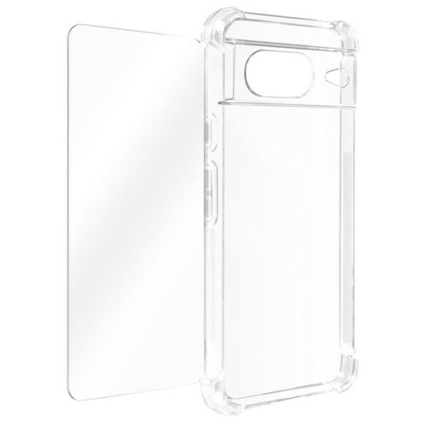 Smartphonefodral - AVIZAR - Google Pixel 8 - Stötsäker förstärkta hörn - 9H härdat glas - Transparent Transparent