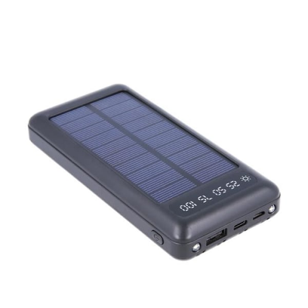 Aurinkovaravirtalähde - SETTY - 10000mAh - 4 Kaapelia Mukana - USB-A, USB-C, micro-USB - Musta Svart