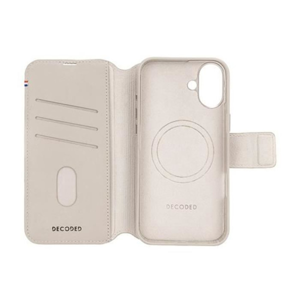 iPhone 16 Plus - MagSafe - Irrotettava Nahkakotelo - Beige - Puolijäykkä - Magneettinen Beige
