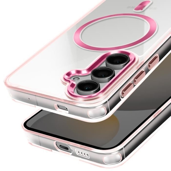 MagSafe-kuori Samsung Galaxy S24:lle ja S25:lle, vaaleanpunainen kristalliselkä Rosa
