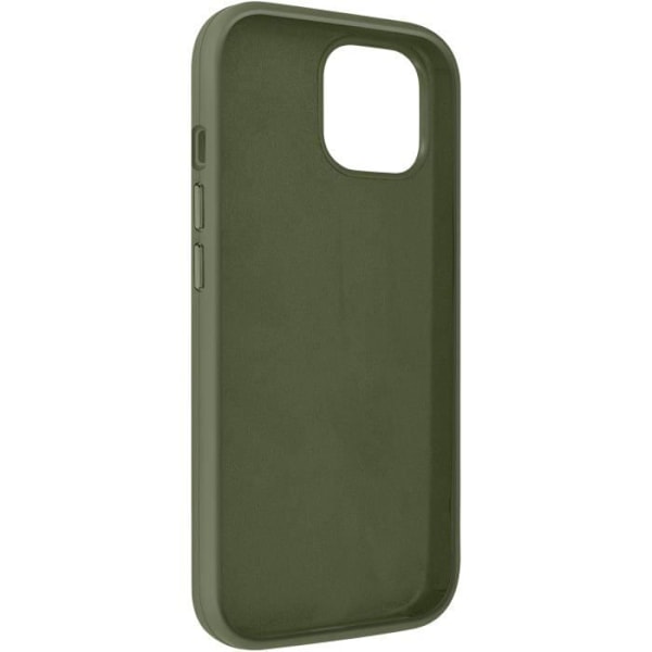 Cover til iPhone 15 Halvstiv mikrofiber Interiør forhøjede kanter Moxie Khaki Grön