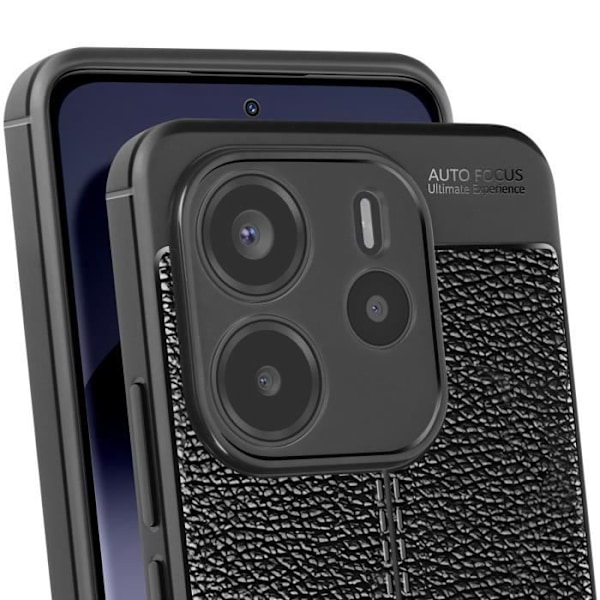 Coque för Xiaomi Redmi Note 14 4G Silikon Läderstruktur Svart Svart