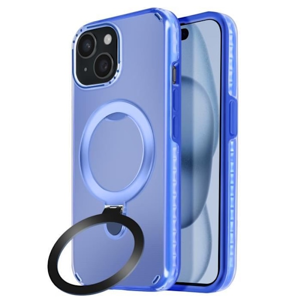 Coque MagSafe - Antichock - iPhone 15 Plus och 14 Plus - Fällbart Stöd - Blå - Bimaterial Blå