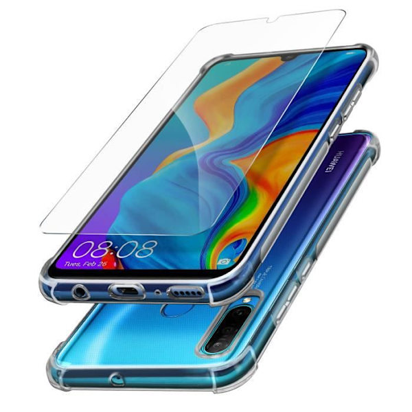 Skyddspaket Huawei P30 Lite / Huawei P30 Lite XL Fodral + Transparent Film Vit Vit