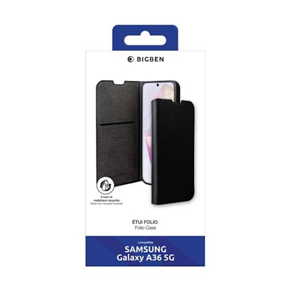 Etui til Samsung Galaxy A36 5G med Stand-funktion og BigBen Connected-kortlomme i sort Svart