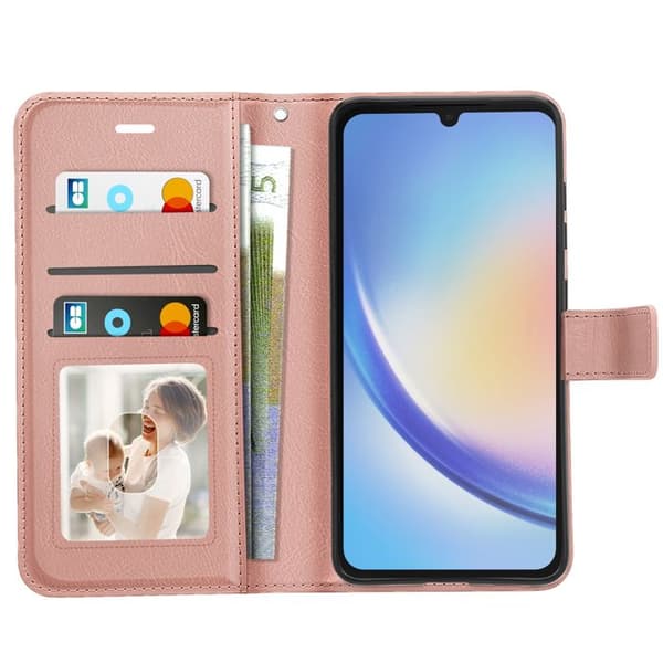 Pungetui til Samsung Galaxy A34 5G med håndledsrem og videostøtte Mayaxess Rosaguld Roséguld