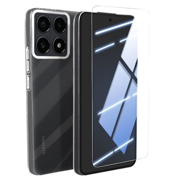 Beskyttelsespakke til Xiaomi 14T Pro Soft Case og hærdet glas Mayaxess Transparent Transparent
