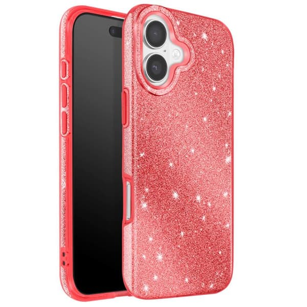 Cover til iPhone 17 - AVIZAR - Bi-Materiale - Glitrende Rød - Skærmbeskyttelse - Nøgleholder Röd
