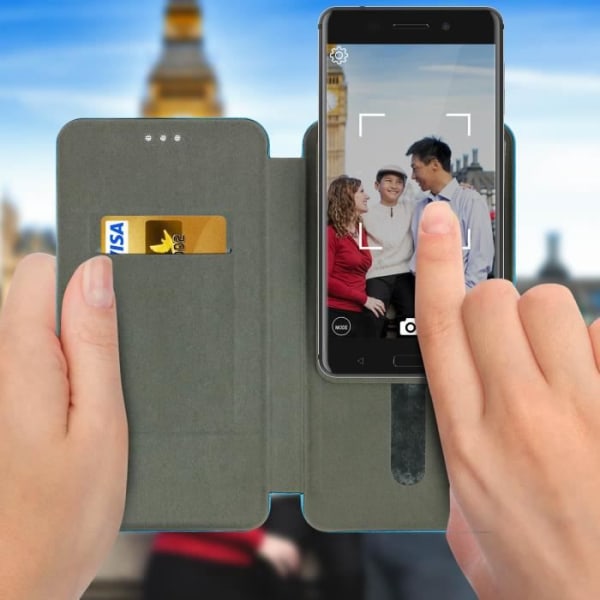 Smartphoneficka - XL - Ljusblå - Flexibel - Magnetisk - Slide-funktion Ljusblå
