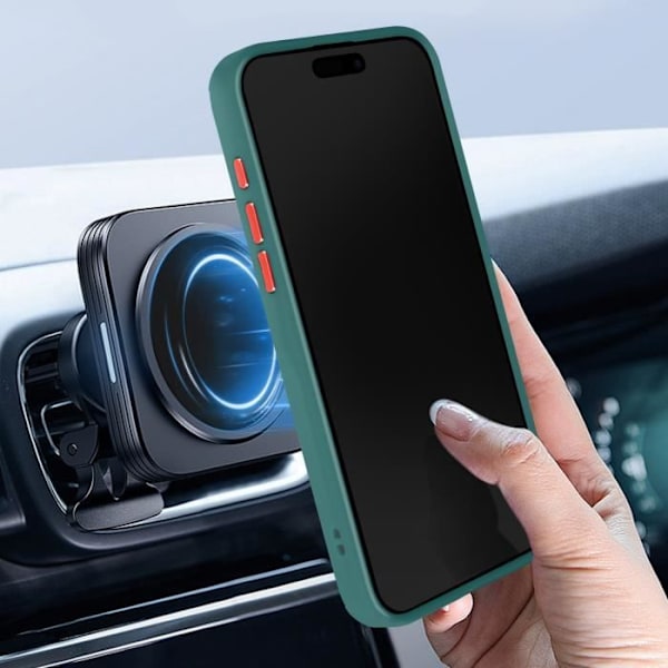 Coque för iPhone 15 Plus - Ringrip - Hybrid - Metallring - Videostöd - Grön Grön