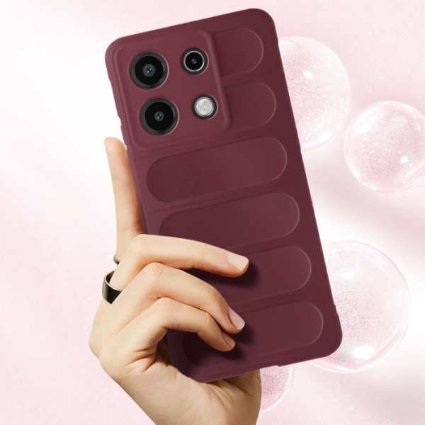 Etui til Xiaomi Redmi Note 13 4G Soft Silikone Anti-Slip Design Burgundy Röd