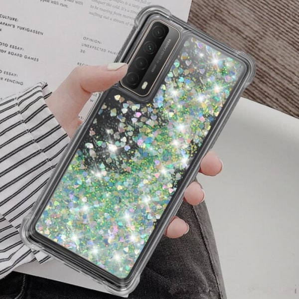 Huawei P smart 2021 beskyttelsescover - AVIZAR - fleksibel bumper glitter timeglaseffekt sølvgrå Silvergrå