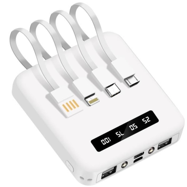 Universal Power Bank-kablar USB-C, Micro-USB Lightning Akashi White