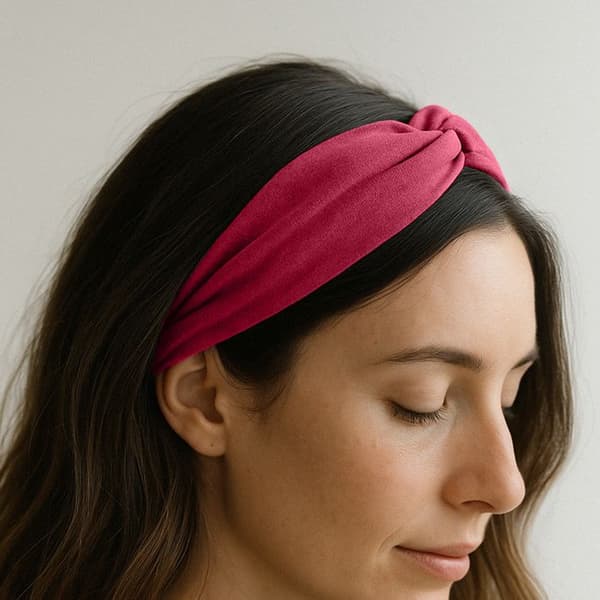 Krydsbånd - Ensfarvet Bordeaux Velour - Chic og Blød - Komfortabel - Elastisk Röd