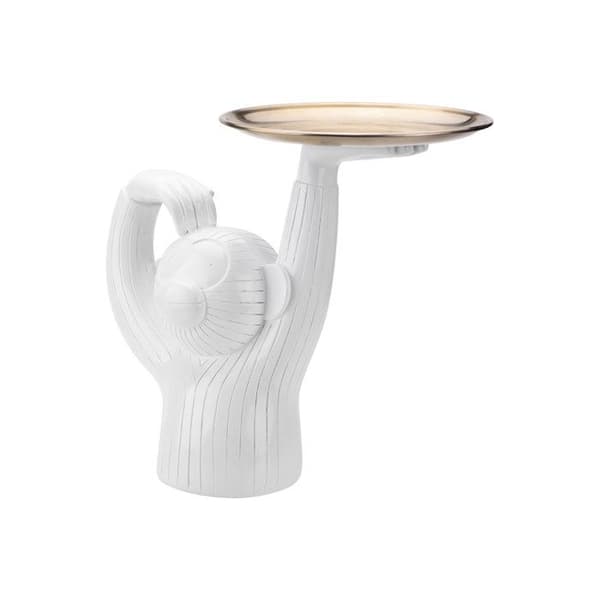 Indretning Crazy Monkey i Resin med Hvid Bakke Vit