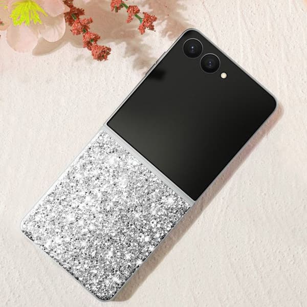 Smarte etui til Samsung Galaxy Z Flip 7 Glitrende Ultra-Chic Sølv Grå