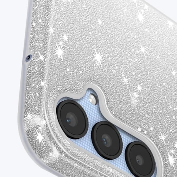 Fodral till Samsung Galaxy A25 5G - AVIZAR - Glitterfodral - Glitter - Halvstyvt - Silver Grå