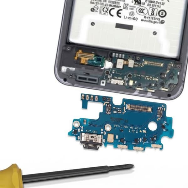 Opladerstik til Galaxy A57 5G med SIM-kortlæser og mikrofon i sort Svart