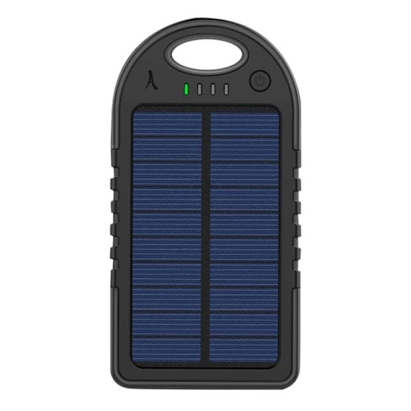 Solcellebackupbatteri 10000 mAh USB og USB C Stød- og vandtæt Akashi Sort Svart