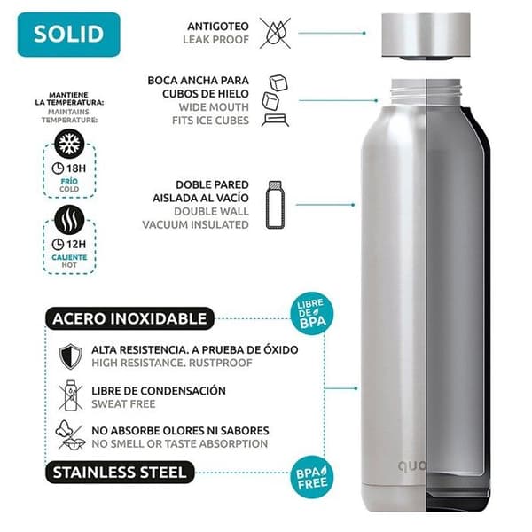 Vandflaske - Quokka - Solid Kids - 330 ml - Rustfrit stål - Zebras Zebraer